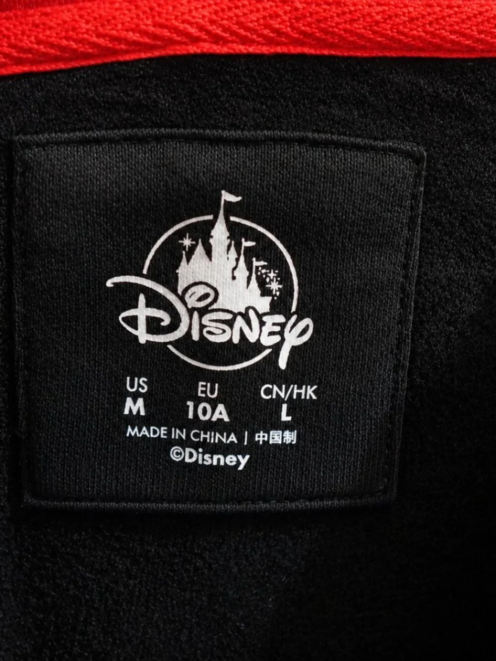 Disney Mickey Mouse Red Black Zip-Up Hoodie Youth Medium